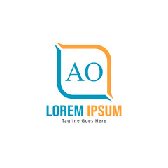 AO Letter Logo Design. Creative Modern AO Letters Icon Illustration