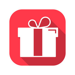 Gift vector red icon in modern flat style isolated. Gift can support is good for your web design.