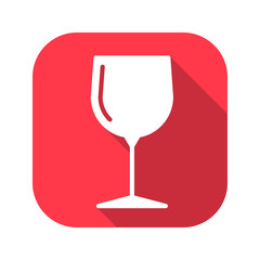 Wineglass vector red icon in modern flat style isolated. Wineglass can support is good for your web design.