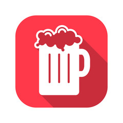 Beer vector red icon in modern flat style isolated. Beer can support is good for your web design.
