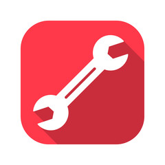 Spanner vector red icon in modern flat style isolated. Spanner can support is good for your web design.