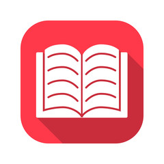 Book vector red icon in modern flat style isolated. Book can support is good for your web design.