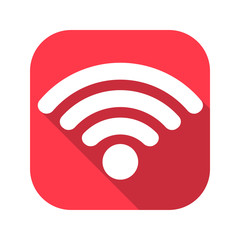 Wifi vector red icon in modern flat style isolated. Wifi can support is good for your web design.