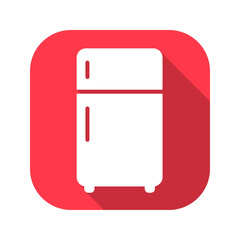 Fridge vector red icon in modern flat style isolated. Fridge can support is good for your web design.