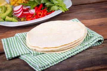 corn tortilla for taco on the table