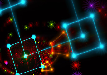 Abstract color dynamic background with lighting effect. Fractal spiral. Fractal art