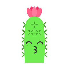 Hedgehog cactus flat design long shadow color icon