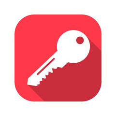 Key vector red icon in modern flat style isolated. Key can support is good for your web design.
