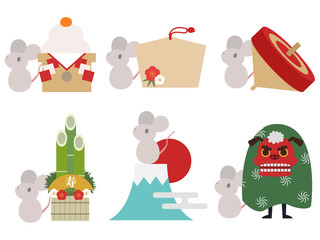 シンプルでかわいいねずみのイラスト