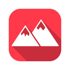 Mountain vector red icon in modern flat style isolated. Mountain can support is good for your web design.