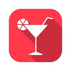 Cocktail vector red icon in modern flat style isolated. Cocktail can support is good for your web design.