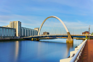 The Clyde Arc Bridge or the Squinty Bridge crossing the river Clyde In Glasgow , Scotland , UK