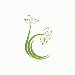 Tree leaf vector logo design, eco-friendly concept.