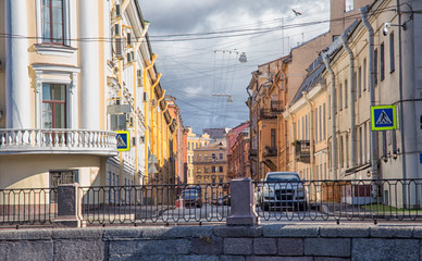 Streets, avenues and facades of historical buildings of St. Petersburg. Saint Petersburge, Russia - September 17, 2018. © Venera