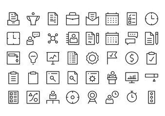 Project Management Line Icon Set