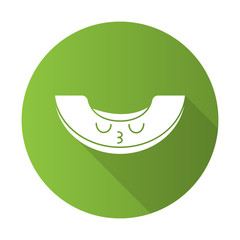 Melon cute kawaii flat design long shadow glyph character