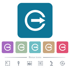 Export with inner arrow flat icons on color rounded square backgrounds