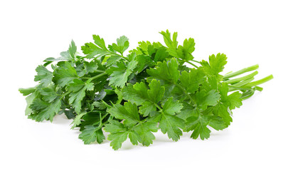 fresh parsley herb isolated on white background. full depth of field