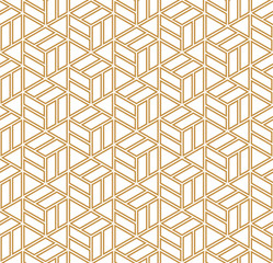 Abstract geometric pattern. A seamless vector background. White and gold ornament. Graphic modern pattern. Simple lattice graphic design