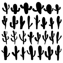 Collection of cactus silhouettes, Vector illustration.
