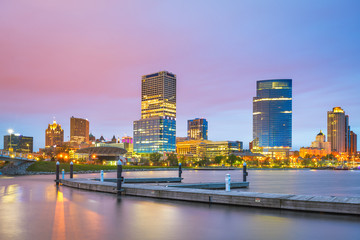 Milwaukee, Wisconsin, USA downtown city skyline on Lake Michigan