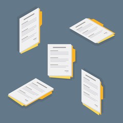 Document, Contract papers, Report, Agreement, Isometric, Vector, Flat icon