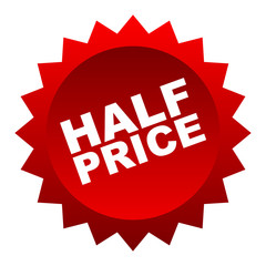 red vector banner half price