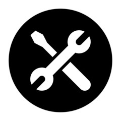 Repair vector icon. Wrench and screwdriver illustration icon. Settings icon isolated.