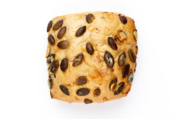 Rye eco breads on the white background.