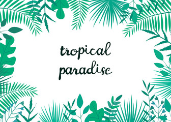 Fototapeta na wymiar Vector illustration with tropical leaves and text 