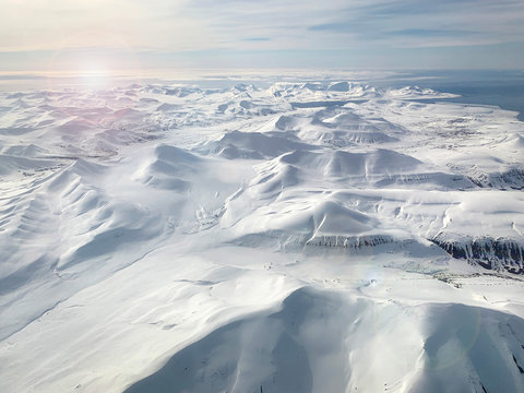 Svalbard Mountains Aerial View