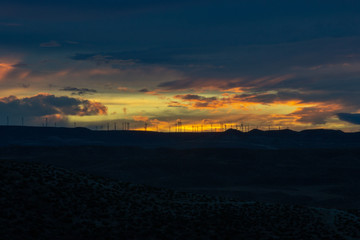 Beautiful sky colors over the horizon in Zaragoza Spain Fire sky