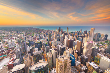 Fototapeta premium Chicago, Illinois USA aerial skyline