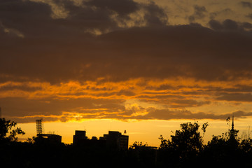 Sunset at Romareda Stadium sillouettes