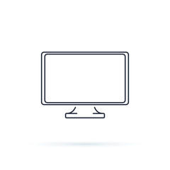 Computer Monitor Icon Vector Illustration. Picture of a modern digital computer screen. PC linear icon for website
