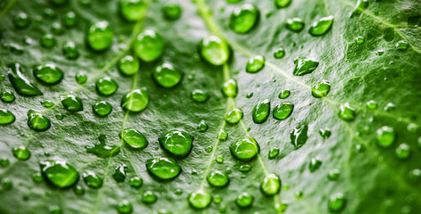 Fresh leaf and water droplets