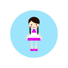 Girl, illustration, flat animated cartoon illustration