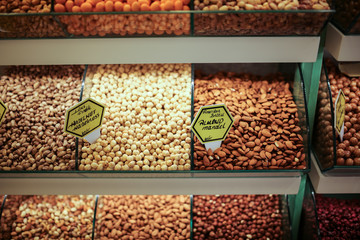 counter with nuts in Turkey, shop on Kemer Street