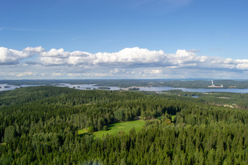 Beautiful view of Kuopio from the Puijo tower nature green and water