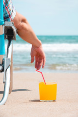 young man relaxing on the beach.
