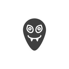 Obraz premium Funny alien vector icon. Ufo invader filled flat sign for mobile concept and web design. Humanoid head glyph icon. Symbol, logo illustration. Vector graphics