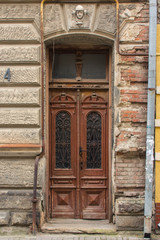 Beautiful historic wooden doors in Ivano Frankivsk. Ukraine