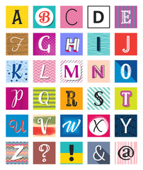 Funny colorful alphabet letters various designs vector illustration