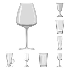 Vector illustration of capacity and glassware icon. Set of capacity and restaurant stock symbol for web.