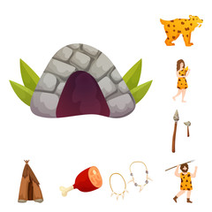 Vector design of age and stone icon. Set of age and primitive stock symbol for web.