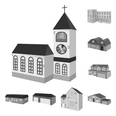 Isolated object of architecture and estate sign. Collection of architecture and housing stock vector illustration.