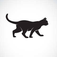 Vector of cat walking on a white background. Pet. Animals. Cat logo or icon. Easy editable layered vector illustration.