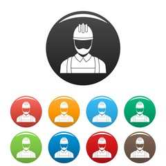 Electric man icons set 9 color vector isolated on white for any design