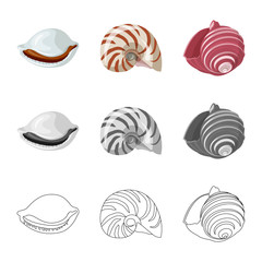 Vector design of animal and decoration sign. Collection of animal and ocean vector icon for stock.