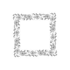 Hand drawn doodle style succulent and orchid flowers .wreath.